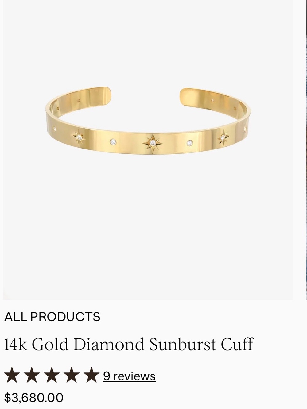 Zoe Lev 14k Rose Gold Diamond Sunburst Cuff